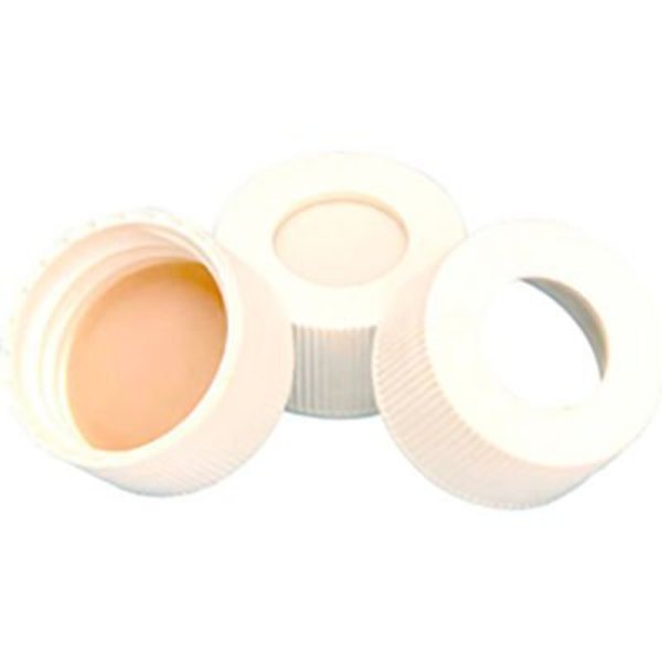 Cp Lab Safety. Wheaton® 24-400 Caps, PP White, .005, PTFE /.120 Silicone Liner, Case of 200 W224600